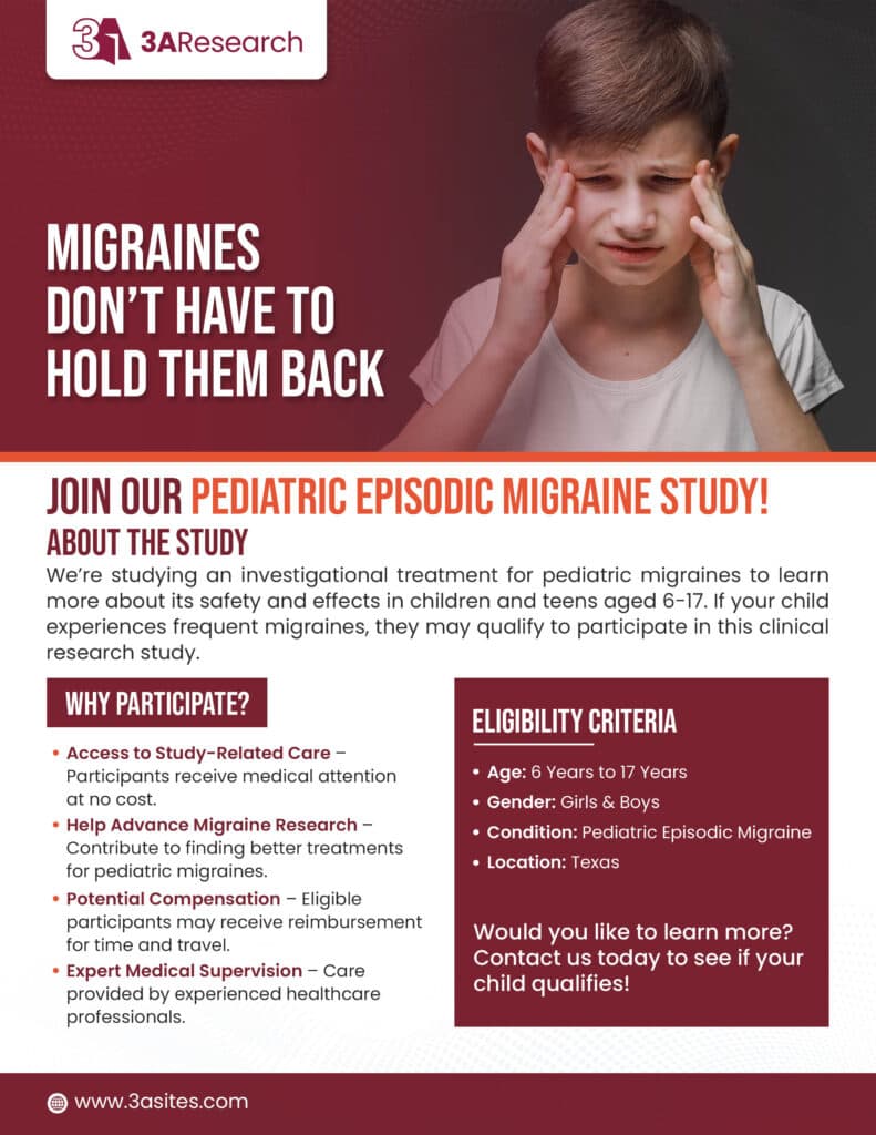 Pediatric Migraine Care study flyer