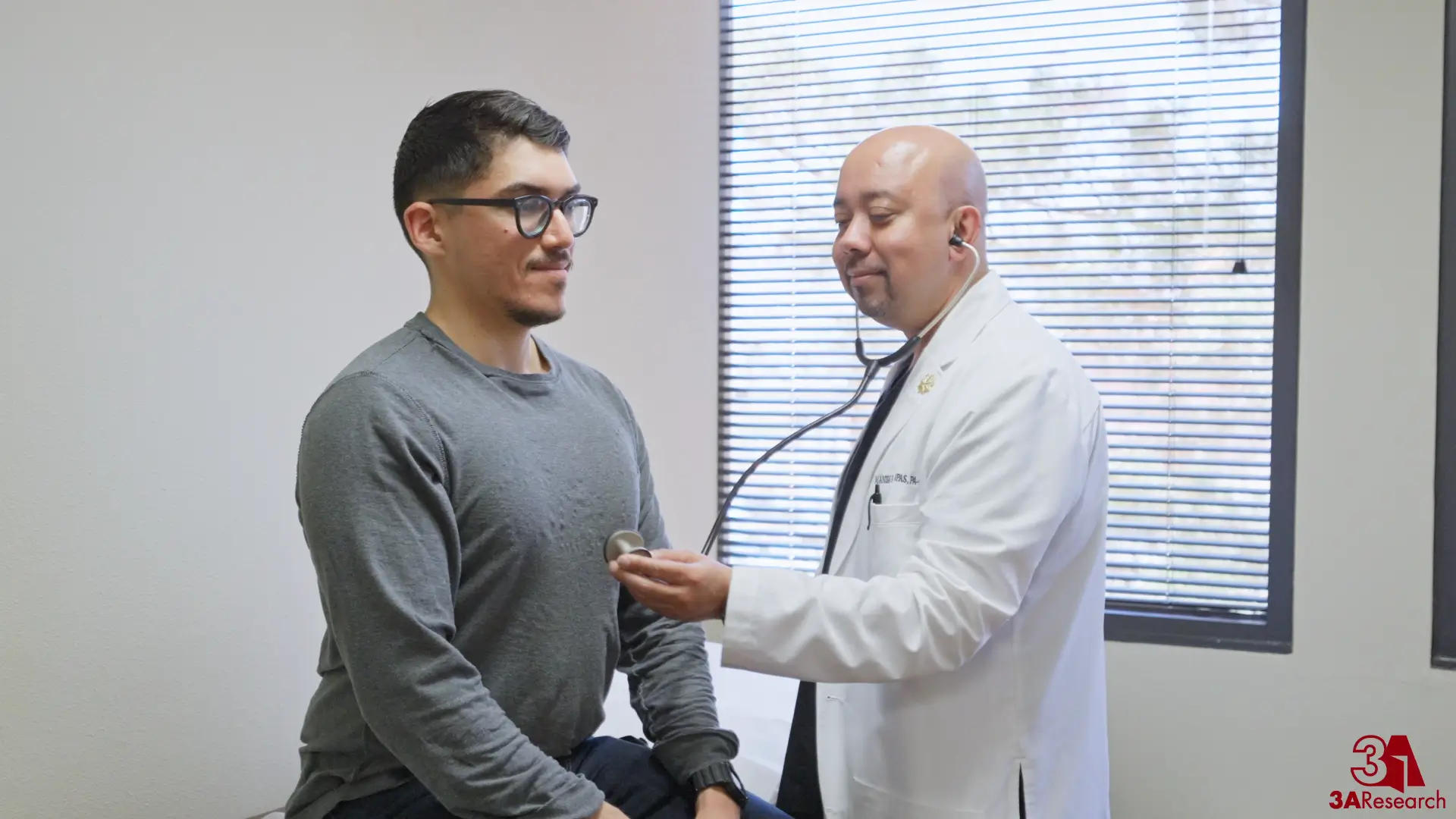 Physician performing a check-up on a study participant